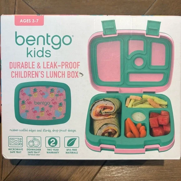 Bentgo Kids Pink & Green Durable Leak-Proof Lunch Box NIB - Picture 6 of 7
